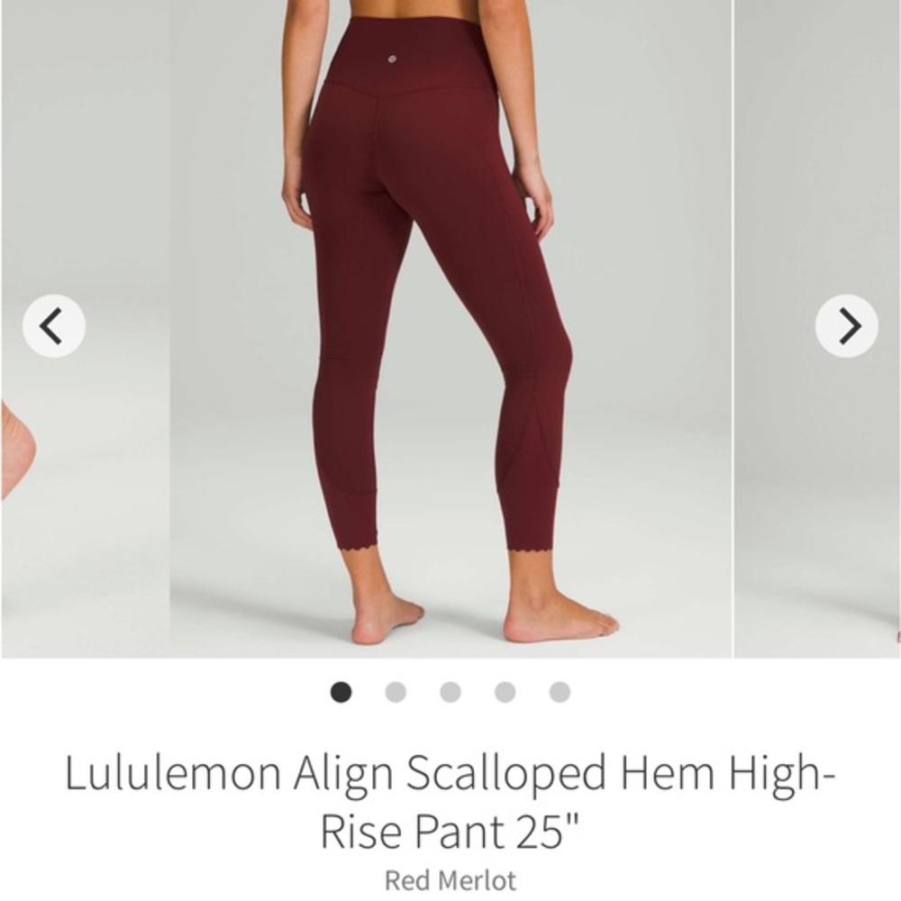 Lululemon Align Scalloped Hem High-Rise 25” Womens size 4 Red Merlot